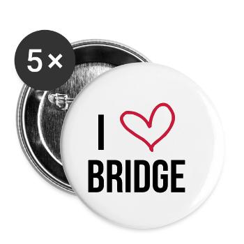 I Love Bridge - Buttons klein 25 mm (5er Pack) - Weiß - Vorne