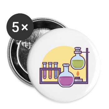 Wissenschaftliches Experiment in der Schule. - Buttons klein 25 mm (5er Pack) - Weiß - Vorne