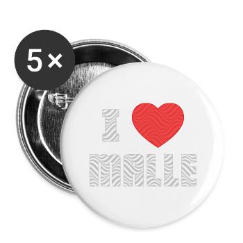 I Love Malle | Mallorca Liebe - Buttons klein 25 mm (5er Pack) - Weiß - Vorne