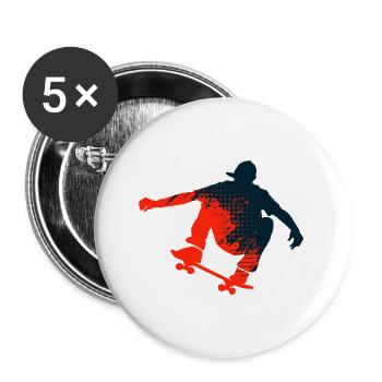 skateboard - Lot de 5 petits badges (25 mm) - blanc - Devant