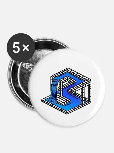 OPTISCHE TÄUSCHUNG - Buttons klein 25 mm (5er Pack) - Weiß