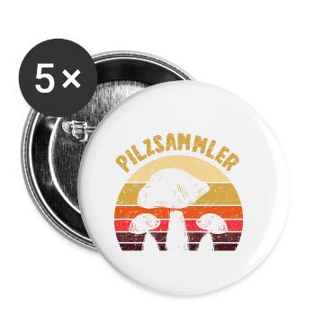 Pilzsammler retro - Pilzsammler - Buttons klein 25 mm (5er Pack) - Weiß - Vorne