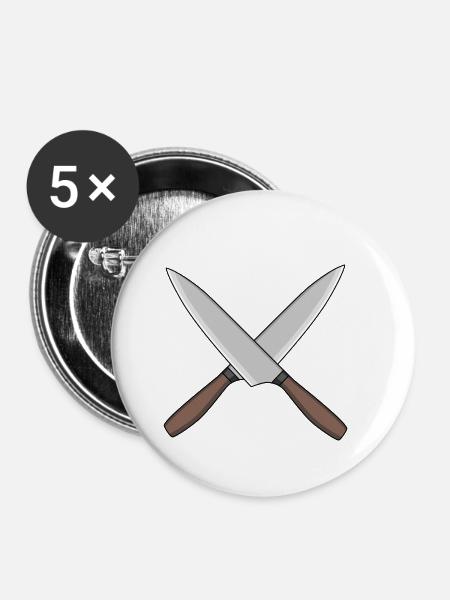 Koch Küchenmesser Köche Köchin - Buttons klein 25 mm (5er Pack) - Weiß