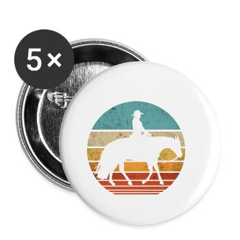 Western cavalière de l’Ouest Cheval Cowgirls Retro - Lot de 5 petits badges (25 mm) - blanc - Devant