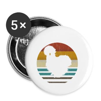 Poulets de soie Silkie Poulets - Lot de 5 petits badges (25 mm) - blanc - Devant
