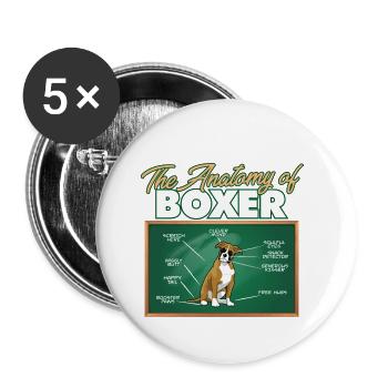 Anatomy Of A Boxer I Funny Boxer - Buttons klein 25 mm (5er Pack) - Weiß - Vorne