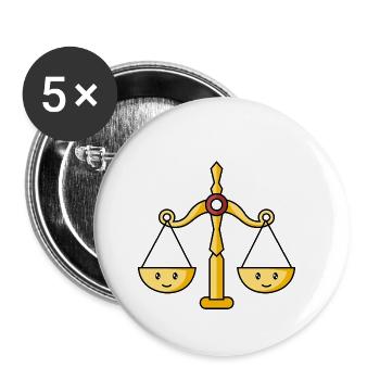 Sternzeichen Waage - Buttons klein 25 mm (5er Pack) - Weiß - Vorne