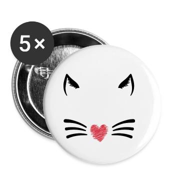Katzen Katzenmutter Katzenkind Katze Meow Meoww - Buttons klein 25 mm (5er Pack) - Weiß - Vorne