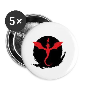 Japan Asien Bambus Sonne Kanji Natur Drachen Kreis - Buttons klein 25 mm (5er Pack) - Weiß - Vorne