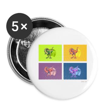 DIN O4 (Saurier-Pop-Art-Edition) - Buttons klein 25 mm (5er Pack) - Weiß - Vorne