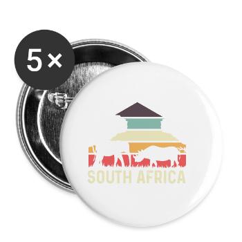 South Africa Rhino Afro Gift - Buttons small 1''/25 mm (5-pack) - white - Front
