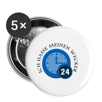 Wecker Uhrwecker Uhrzeit Geschenkidee - Buttons klein 25 mm (5er Pack) - Weiß - Vorne