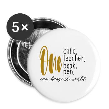 LES ENSEIGNANTS POUR ENFANTS LIVRENT ÉCRIRE LE MONDE CHANGE DICTONS - Lot de 5 petits badges (25 mm) - blanc - Devant