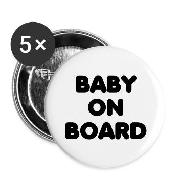 Bébé à bord - Lot de 5 petits badges (25 mm) - blanc - Devant