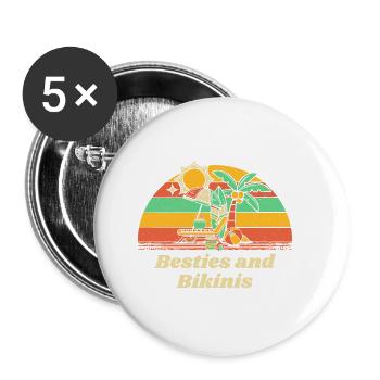 Besties and Bikinis Beach Friends Ocean Buddy - Buttons klein 25 mm (5er Pack) - Weiß - Vorne