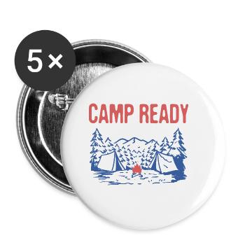 Camp Ready Summer Camping Tropical Camper Trip - Buttons klein 25 mm (5er Pack) - Weiß - Vorne
