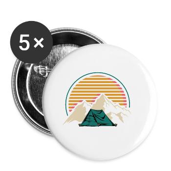 Retro -Camper Motorhome Gift - Buttons small 1''/25 mm (5-pack) - white - Front