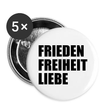 Frieden freiheit liebe - Buttons klein 25 mm (5er Pack) - Weiß - Vorne