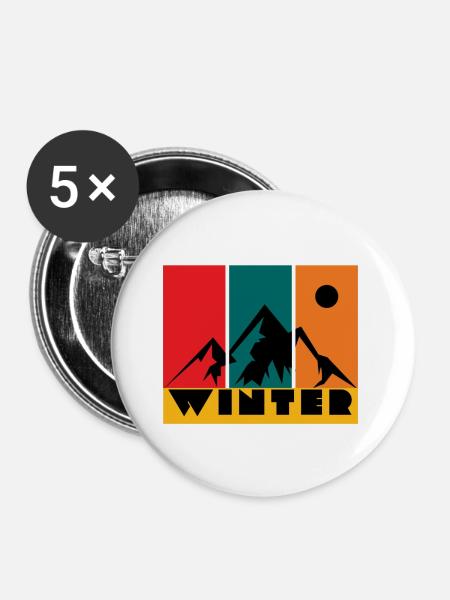 Winter - Buttons klein 25 mm (5er Pack) - Weiß