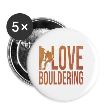I Love Bouldering Rock Boulder Rock Climber Climbi - Buttons klein 25 mm (5er Pack) - Weiß - Vorne