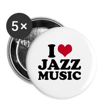 I Love Jazz Music - Buttons klein 25 mm (5er Pack) - Weiß - Vorne