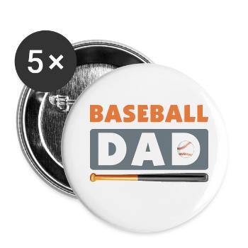 Baseball Papa - Buttons klein 25 mm (5er Pack) - Weiß - Vorne