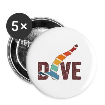 Retro Graphic Cliff Diver Cliff Diving Tombstoning - Buttons small 1''/25 mm (5-pack) - white - Front
