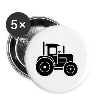 Tracteur - Lot de 5 petits badges (25 mm) - blanc - Devant