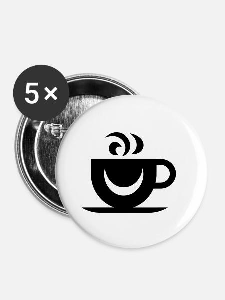 Kaffee - Buttons klein 25 mm (5er Pack) - Weiß