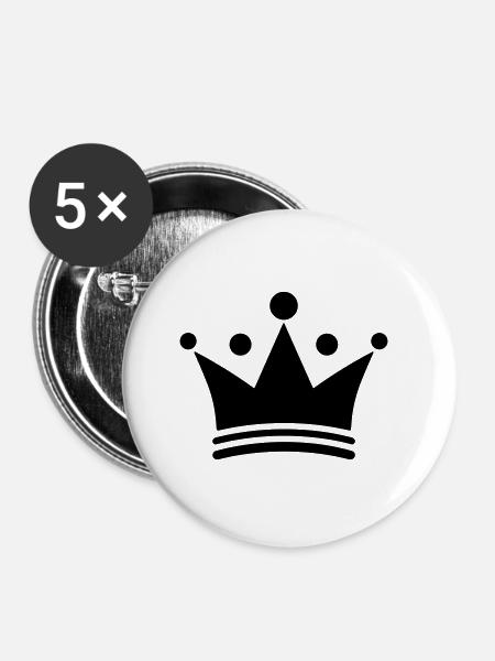 Krone - Buttons klein 25 mm (5er Pack) - Weiß