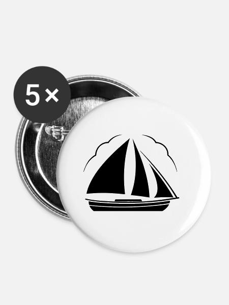 Segelboot - Buttons klein 25 mm (5er Pack) - Weiß