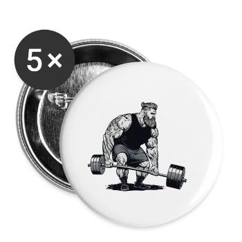 Wikinger Fitness Motiv Nordmann Krieger Wikinger - Buttons klein 25 mm (5er Pack) - Weiß - Vorne