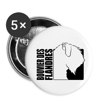 Bouvier des Flandres Profil Chien Chiens Wilsigns - Lot de 5 petits badges (25 mm) - blanc - Devant
