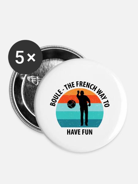 Boule Petanque Boccia Boules - Buttons klein 25 mm (5er Pack) - Weiß