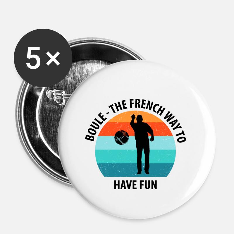 Boule Petanque Boccia Boules - Buttons klein 25 mm (5er Pack) - Weiß