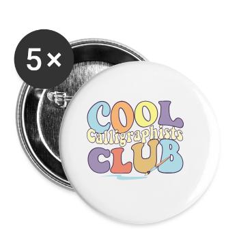 Cool Calligraphists Club Calligraphy Professional - Buttons klein 25 mm (5er Pack) - Weiß - Vorne
