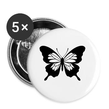 Papillon - Lot de 5 petits badges (25 mm) - blanc - Devant