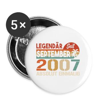 2007 September Vintage Geburtstagsgeschenk 2007 - Buttons klein 25 mm (5er Pack) - Weiß - Vorne
