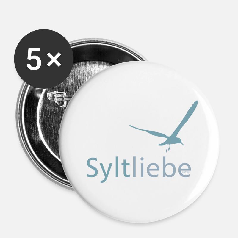 Syltliebe blue-grey - Buttons small 1''/25 mm (5-pack) - white