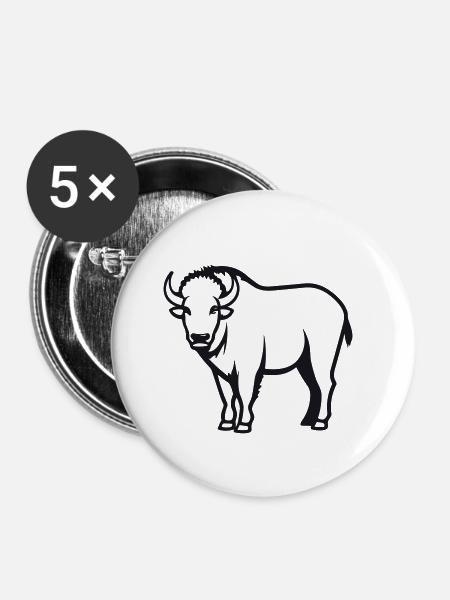 Büffel - Buttons klein 25 mm (5er Pack) - Weiß