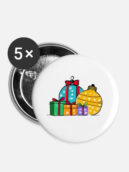 Weihnachtsgeschenkkugeln & -boxen - Buttons klein 25 mm (5er Pack) - Weiß