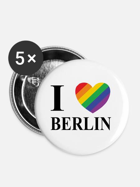 I Love Berlin - Buttons klein 25 mm (5er Pack) - Weiß