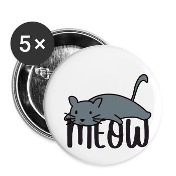 Katze MEOW - Buttons klein 25 mm (5er Pack) - Weiß - Vorne