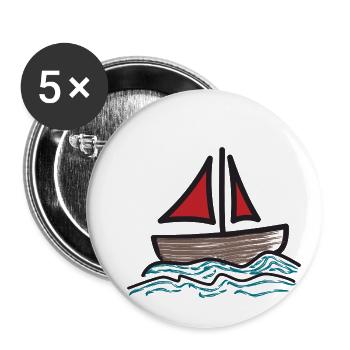 Ship, Sailing, Boat - Buttons small 1''/25 mm (5-pack) - white - Front