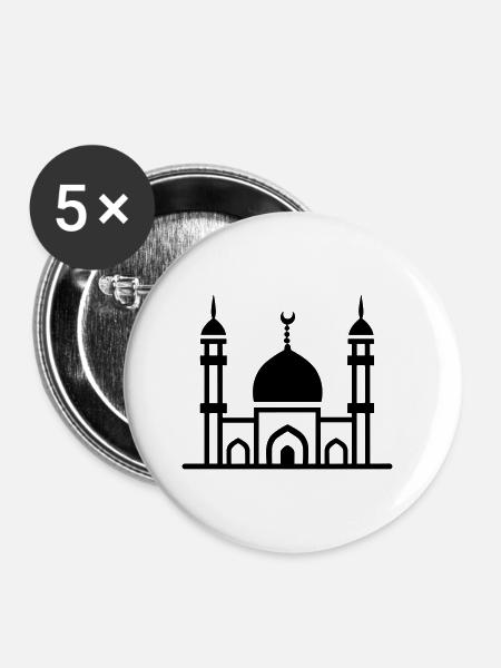Moschee - Buttons klein 25 mm (5er Pack) - Weiß