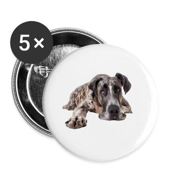 Great Dane - Buttons klein 25 mm (5er Pack) - Weiß - Vorne