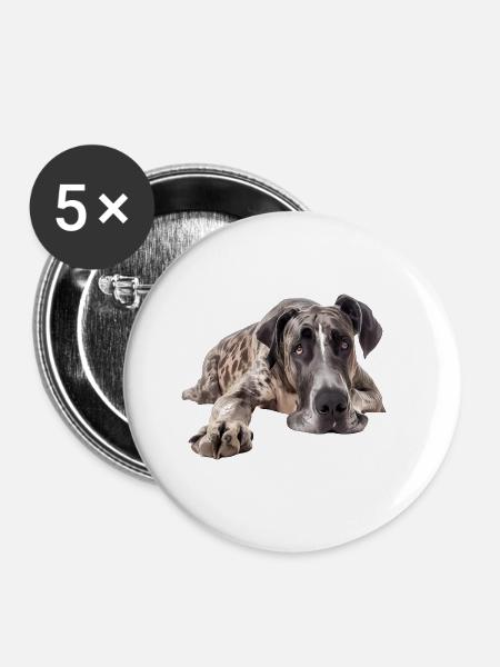 Great Dane - Buttons klein 25 mm (5er Pack) - Weiß