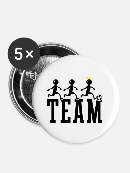 Fussballer Team Fussball - Buttons klein 25 mm (5er Pack) - Weiß