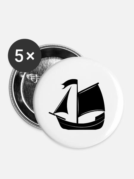 Piratenschiff - Buttons klein 25 mm (5er Pack) - Weiß
