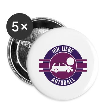 Autoball Fußball Mannschaft Spielerin Autofußball - Buttons klein 25 mm (5er Pack) - Weiß - Vorne